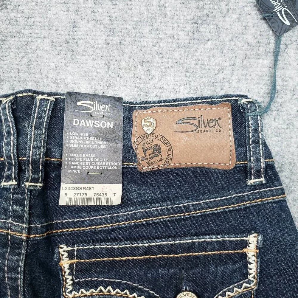 Silver Jeans Dawson Womens 26X32 Blue Bootcut Faded Embroidered Low Rise New - Picture 12 of 12
